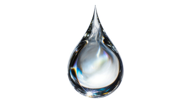 Clear water drop with rainbow refractions