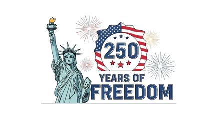 Statue of liberty celebrating 250 years of freedom with fireworks © asep
