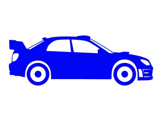Obraz premium Blue Car Side View Profile Illustration.