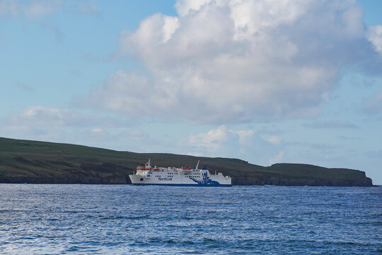 Thurso, Scotland - May 13 2026: The ferry MV Hamnavoe from NorthLink ferries seen from Thurso. It operates between Scrabster and Stromness on Orkney.