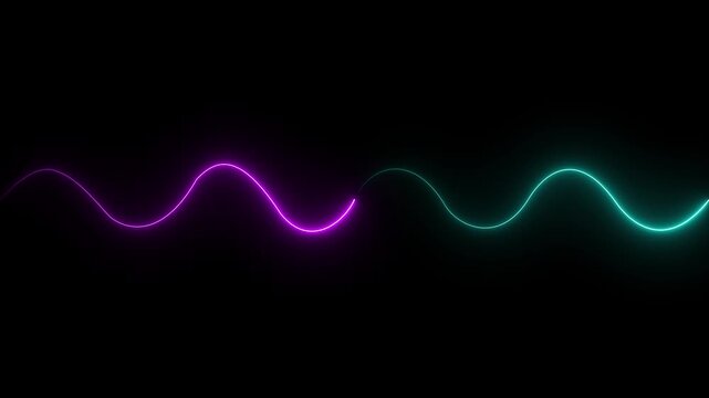 Abstract neon line waves animation.neon wave line royal blue color animation.Bright neon curve line abstract technology background.4k motion graphics video