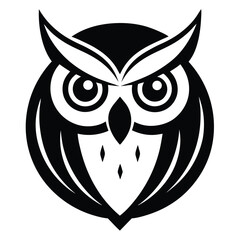 Obraz premium Simple black and white owl illustration perfect for logos and graphic design projects