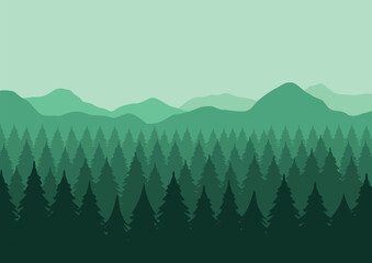 Fototapeta premium Landscape forest nature vector illustration wallpaper design