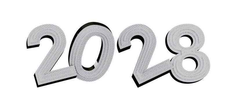 2028 year text in a 3D styled typography, useful for projects related to the future, pred