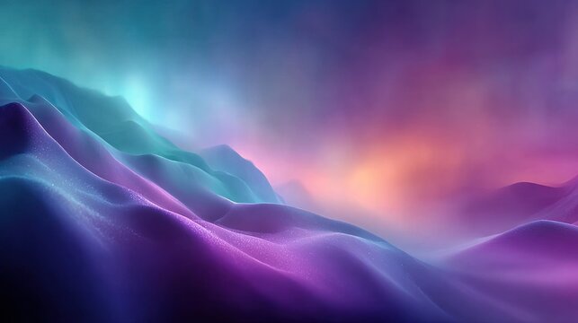 Abstract Aurora Borealis Mountainscape