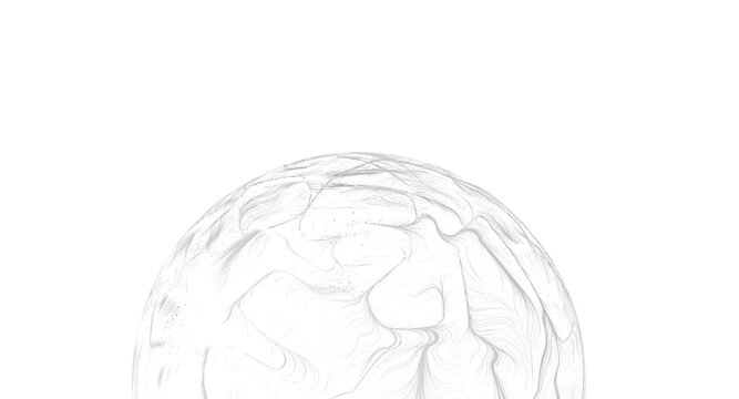 Abstract design of a sphere made of lines, minimalist composition on white. Ideal for bac
