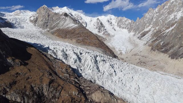 Drone Flyover of Bujia Snow Mountain Glacier and Turquoise Lake, Tibet