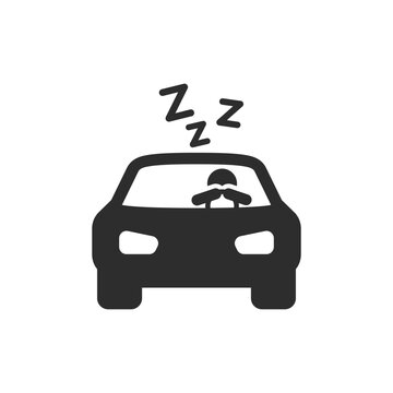 Kitchen fire danger and sleeping accident icon. Person sleeping while pot burning on stove. Monochrome black and white symbol