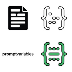 Obraz premium Prompt variables curly bracket icons set on transparent background programming concept.