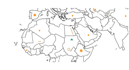 Regional geographic map covering africa and the middle east © kamil