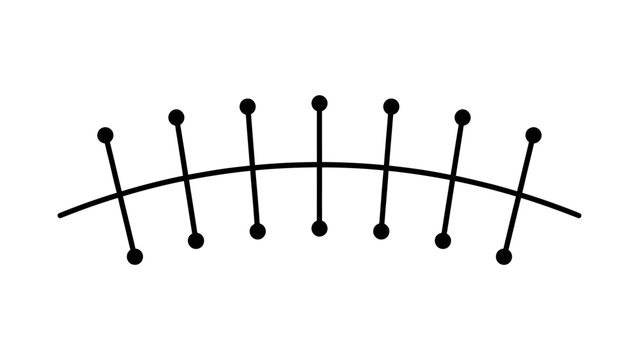 Curved Line with Vertical Bars &ndash; High‑Resolution Minimalist Graphic Element Representing Structure, Balance, and Modern Design for Art and Creative Projects