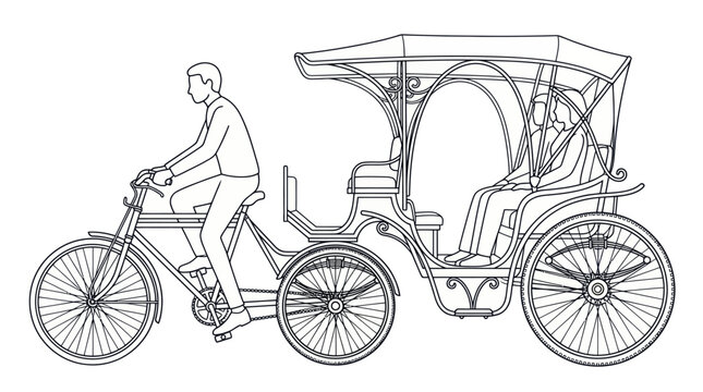 Pedicab Cycle Rickshaw Vector Illustration