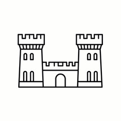 Fototapeta premium Medieval Castle Illustration with Two Towers and Arched Gate
