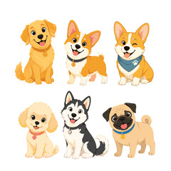 Fototapeta premium Cute Cartoon Dog Vector Illustration