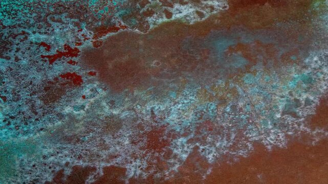 Slow Pan Across Weathered Copper Patina and Rusted Metal Texture Background in 4K