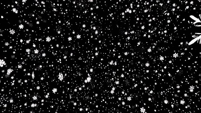 Abstract black and white snowflake pattern with floral elements