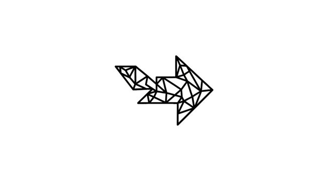 Geometric low poly arrow pointing right in wireframe style