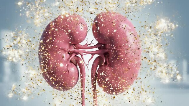 Close Up Kidney Anatomy Visuals With Colorful Fluids.