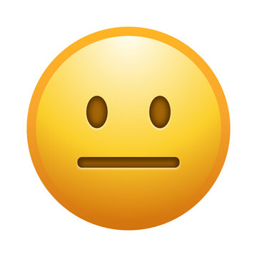 Neutral face emoji illustration, isolated on transparent background.