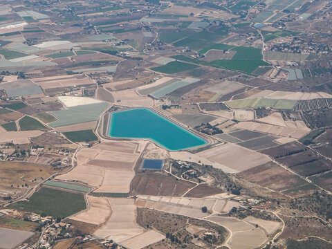 Aerial View of Agricultural Fields and Farmland in Spain