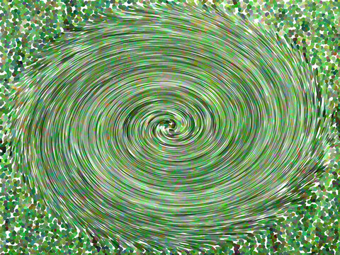 Aerial view of crop circles in green farm fields