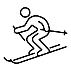 Fototapeta premium Skier Line Icon Winter Sport Skiing Outline Vector Symbol
