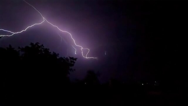 Slow motion Intense lightning storm lights up the night before monsoon rains