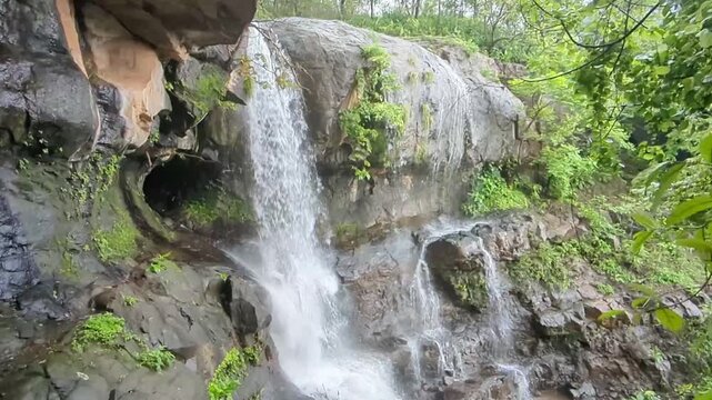 Waghbil cave waterfall or Tiger's cave waterfall at near Mumbai, Maharashtra