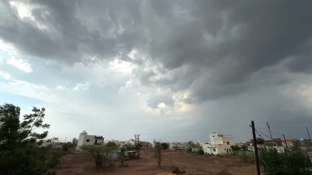 Fast-moving storm clouds create a dramatic 4K timelapse scene