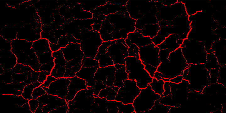 Abstract black background with red cracked ground lines