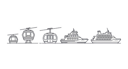 Cable Car and Cruise Ship Icon Set © Vect