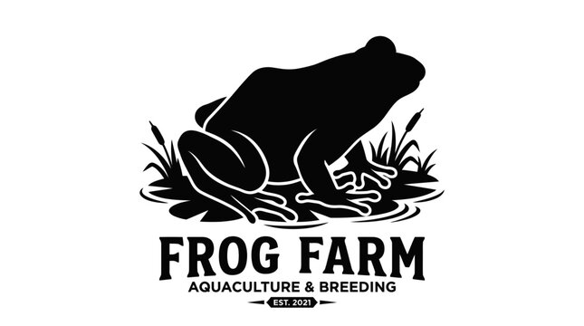 Black silhouette of a sitting frog.