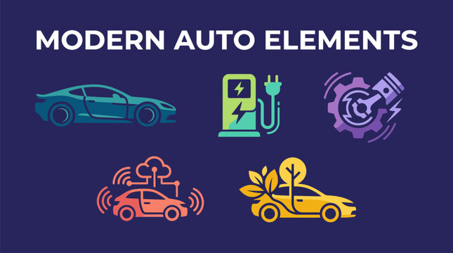 Modern Auto Elements Illustration for Technology and Transportation