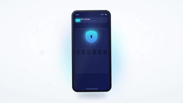 Smartphone two factor authentication with verification code entry and security verified screen
