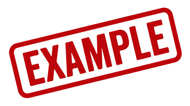 Red EXAMPLE Text Stamp on Black Background with Rectangular Border and Bold Letters