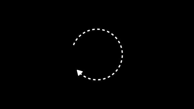dotted line circle arrow animation. rotating arrow, recycle circle