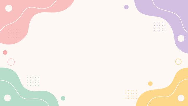 Pastel waves frame a soft, clean background. Circles and dots add playful, modern charm. Gentle hues invite calm and creativity. Ideal for designs needing soothing, minimal flair