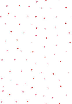 seamless pattern of hearts in various shades of pink on a white background. Concept of love and affection