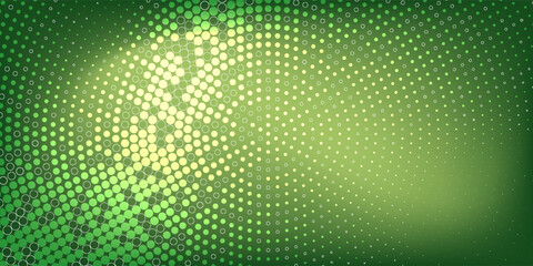 Abstract science fiction background with a twisted green wireframe mesh. Futuristic digital illustration featuring a smooth grid pattern and flowing wave lines. © Bardi Stock