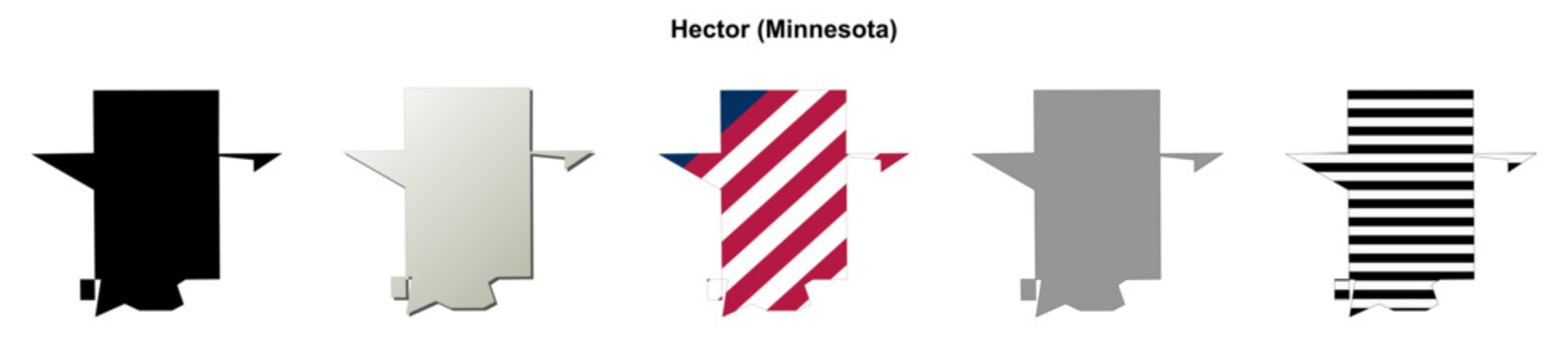 Hector (Minnesota) blank outline map set