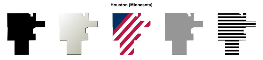 Fototapeta premium Houston (Minnesota) blank outline map set