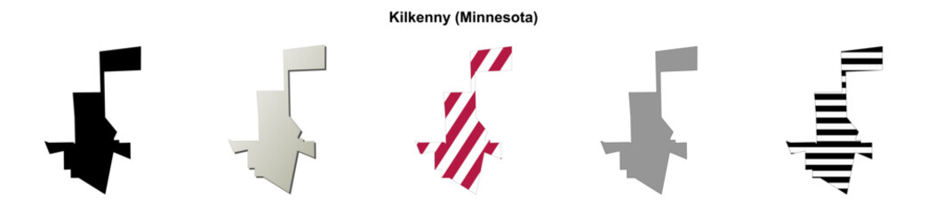 Obraz premium Kilkenny (Minnesota) blank outline map set