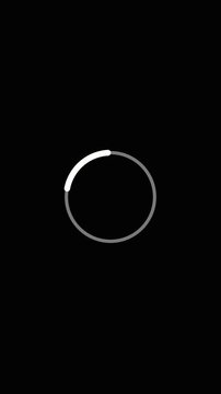 Loading circle animation with white glow. Loading circle digital progress indicator. Loading circle technology interface graphic on black background for status.