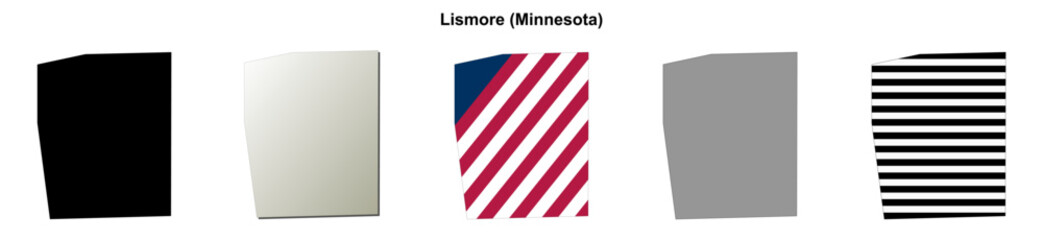 Obraz premium Lismore (Minnesota) blank outline map set