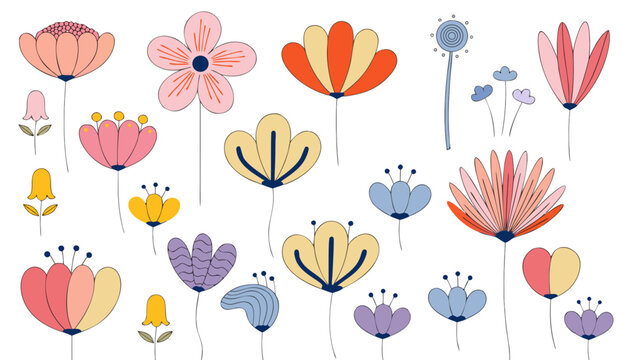 Seamless floral and balloon pattern with butterflies birds and garden elements in a colorful cartoon design