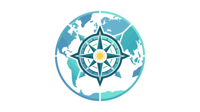 Compass Rose World Map Navigation Global Travel Destination Exploration Adventure
