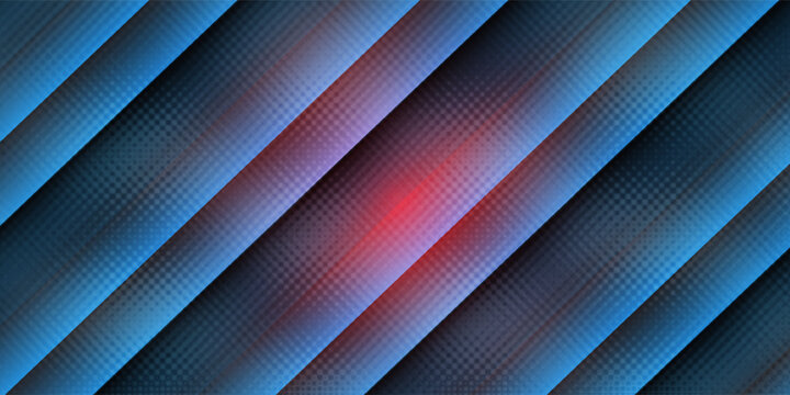 Abstract tech banner with blue glossy mosaic squares pattern. Vector geometric background