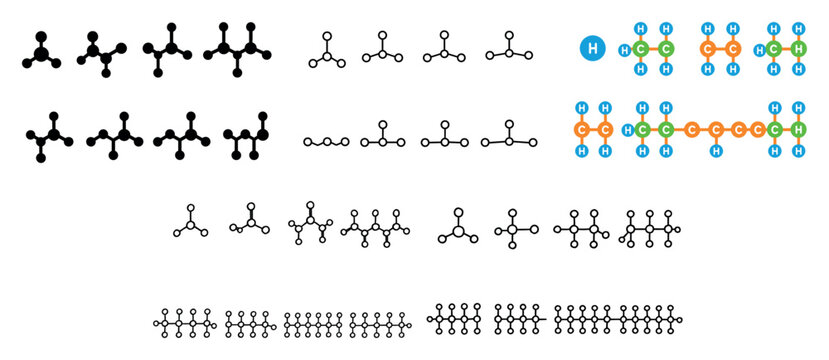 Science icons with molecule atom bond outline