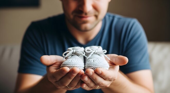 Happy fathers day gift idea adorable knitted baby shoes for new dad