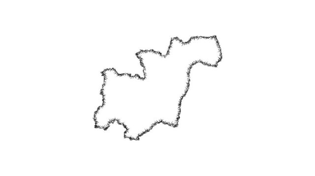 Sketch Kampong Cham outline map animation - smooth progressive reveal